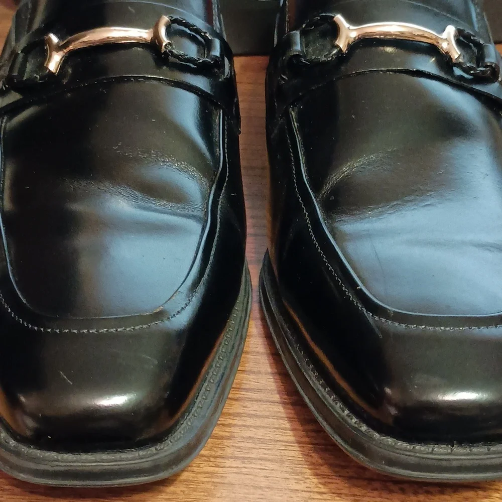 Stacy Adams Mens 13 Pierce Black Leather Bit Slip-Ons